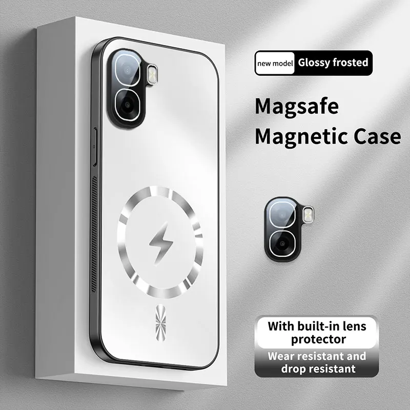 Enhanced Magnetic Shockproof Back Cover with Camera Lens Protection and Wireless Charging Compatibility