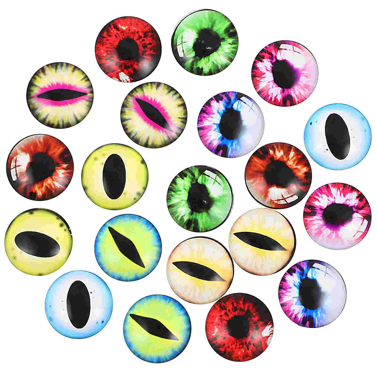 

20Pcs Round Glass Artificial Eyes Flatback Time Gemstone Cover for Decor