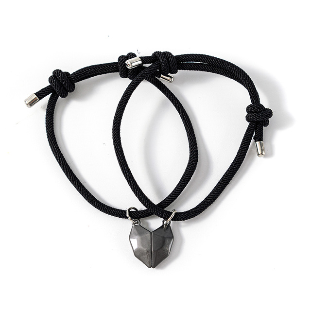 Magnet Heart Alloy Attracts Charm Bracelet braided Rope Couple Bracelets Adjustable Women Girls Friendship Bracelet Gift