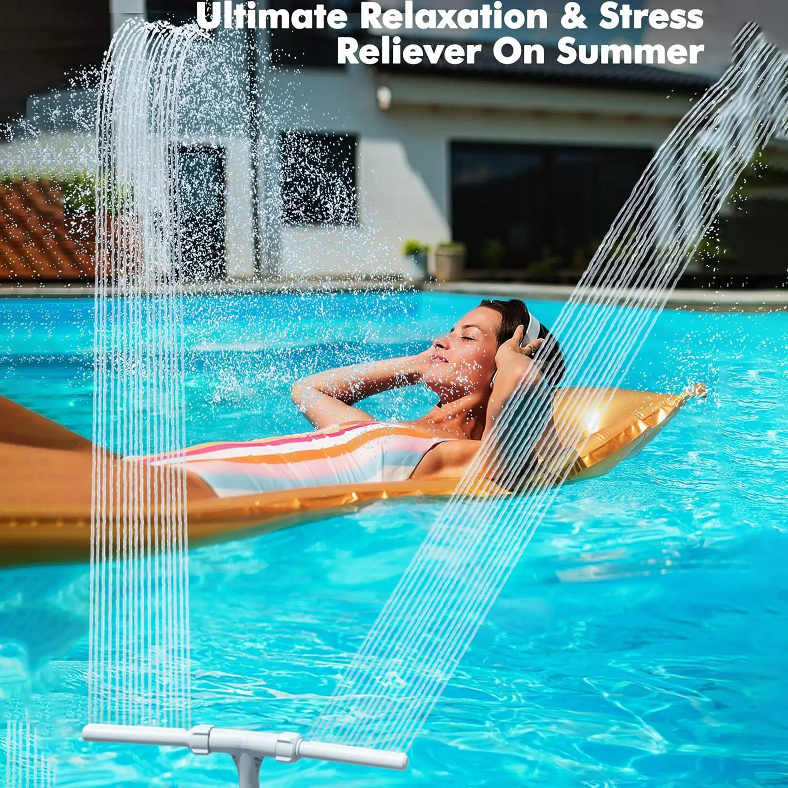 New Duals Spray Pool Fountain Cooler Water Swimming Pools Waterfall Sprinkler Fountain Adjustable Waterfall Cooling Relaxation