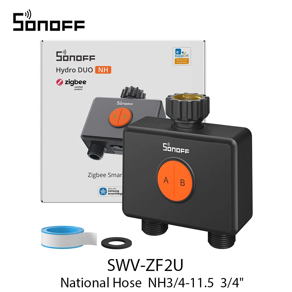 SONOFF Hydro DUO Dual-Channel Zigbee Smart Water Valve With Flow Meter,Brass Inlet,Seasonal Water Saving,App Leak&Frost Alert