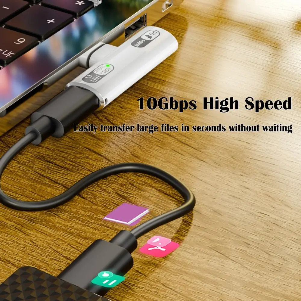 USB 3.2 Gen 2 타입 C 오디오 어댑터 고속 충전 PD 100W USB-C 이어폰 컨버터 2 in 1 10Gbps 헤드폰 커넥터 태블릿