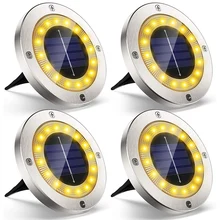 

Outdoor Solar Light Garden Decoration, 4Pcs 16 LED Flat Solar Lamps With Warm White Light Recessed Solar Spotlights