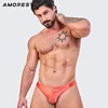 AMORESY Fashion Men's Sexy Glossy Thin Swimming Trunks Breathable Satin Beach Soft Thong Briefs Solid Low Waist Tights Underwear 5