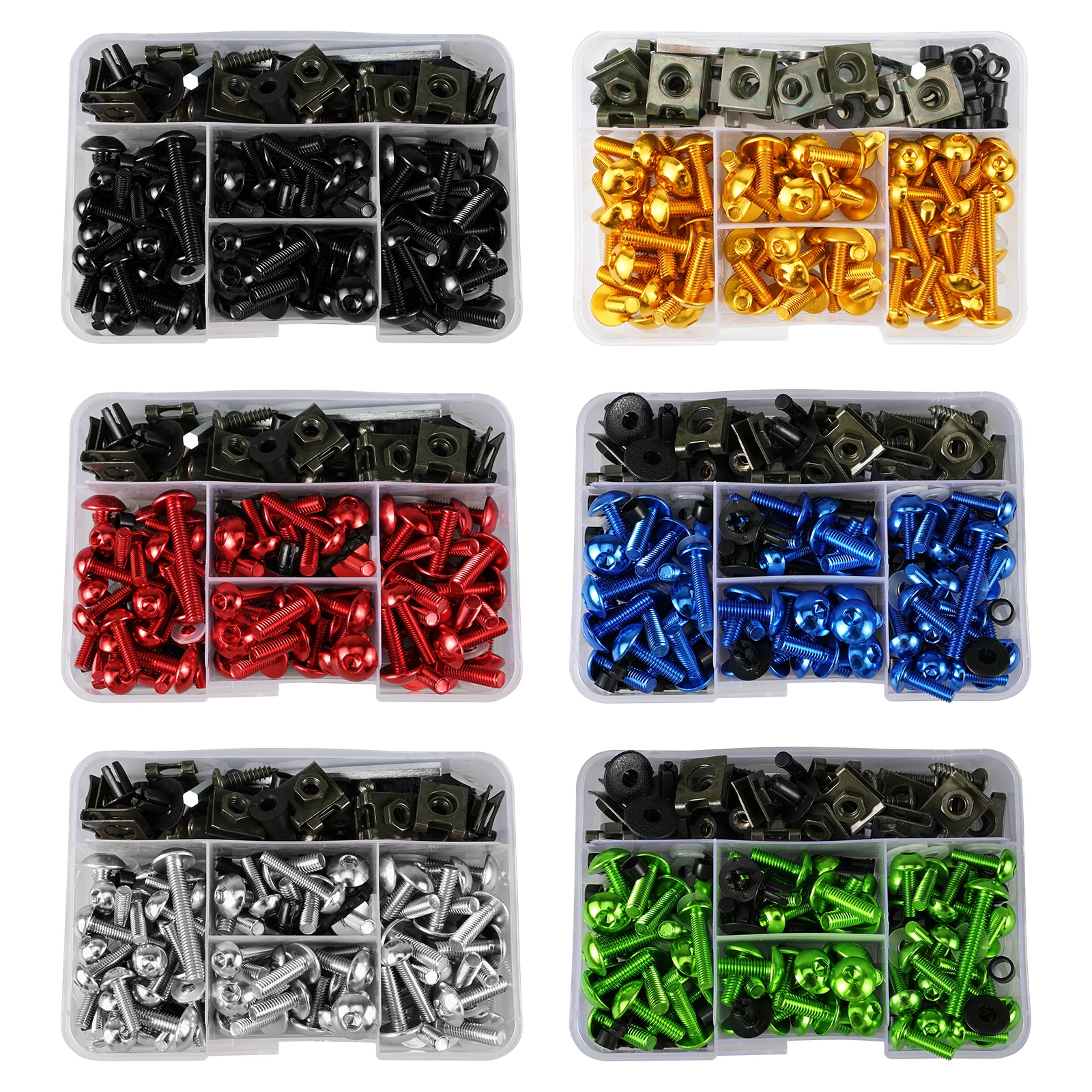(EU-Lager) 155-teiliges universelles Motorrad-Verkleidungsschrauben-Set für Yamaha MT03 MT07 T700 Honda Suzuki Kawasaki Aprilia Triumph – Detail 1