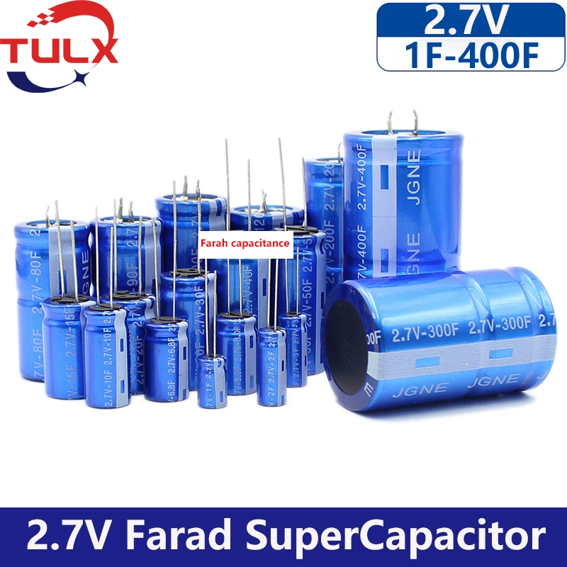 2Pcs Super Capacitor 2.7V 1F 2F 3F 6.8F 8F 10F 15F 20F 30F 40F 50F 80F 90F 100F 120F 200F 300F 400F  Farah Capacitors