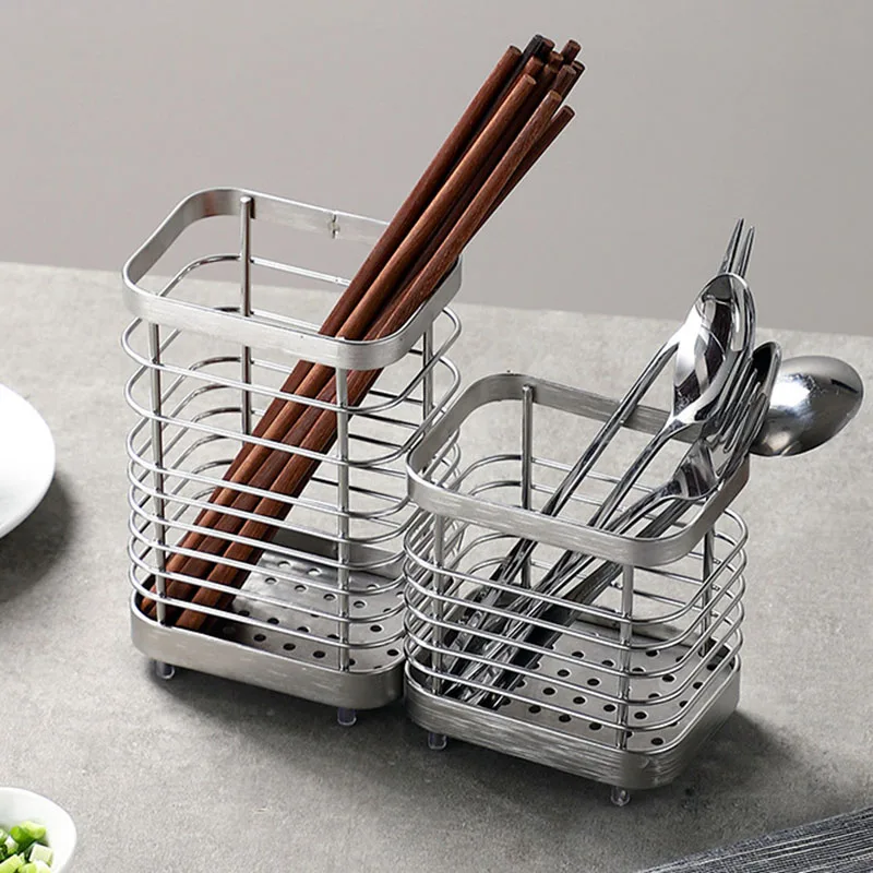 Stainless Steel Chopsticks Basket Chopsticks Tube Household Drainable Knife Fork Spoon Storage Box Kitchen Utensils Storage Rack 3
