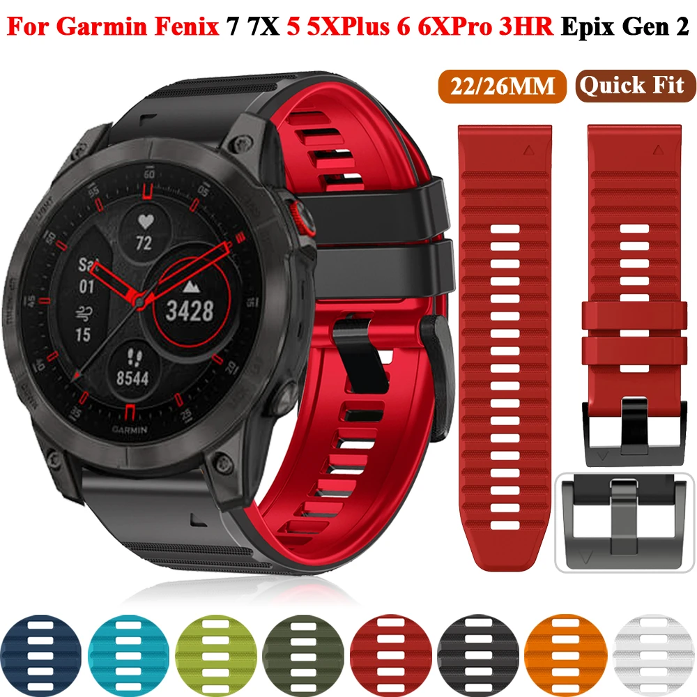 22 26mm Silicone Watchband Strap For Garmin Fenix 7 7x 6x 6 Pro 5 5x Plus Epix Gen2 Enduro 2