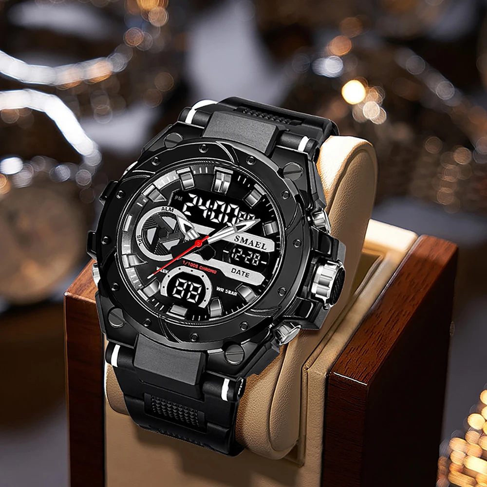 SMAEL Sport Watches: Waterproof Multifunctional Men's LED Watch with Dual Time Display and Stopwatch