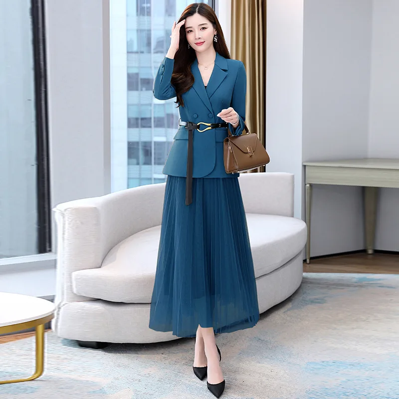 Elegant Temperament Tassel Woolen Two Piece Set For Women Blazer Coat  +Skirt Suits Autumn Korean Fashion OL 2 Piece Outfits