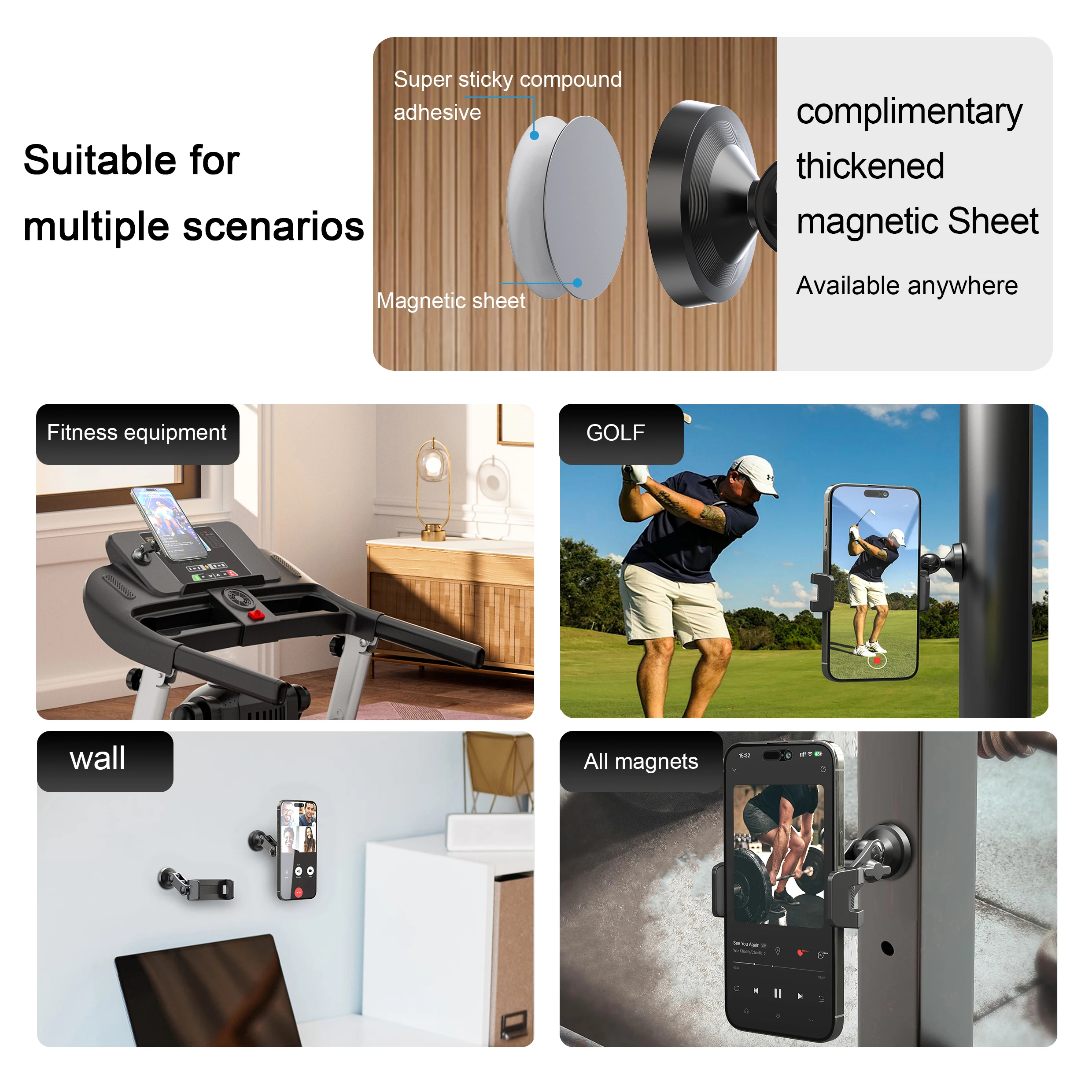 360° Adjustable Magnetic Phone Holder with Dual Ballhead and Magnet Base