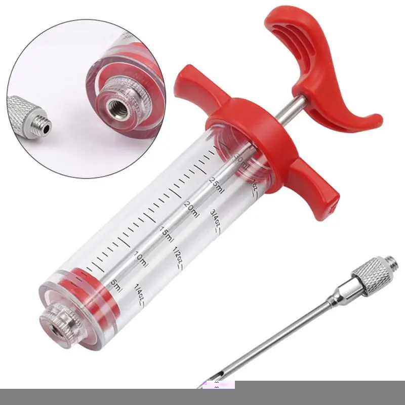 Flavor Needle BBQ Meat Syringe Marinade Injector Pork Steak Meat Sauces Syringes 1 Stainless Steel Needles Kitchen Tools spice syringe set