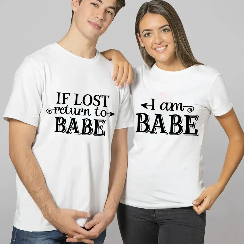Se Perso Ritorno A Babe I Am Babe Matching T-Shirt Lover Tees Manica Corta Moda Coppia Vestiti Donna Uomo Top Y2K Streetwear