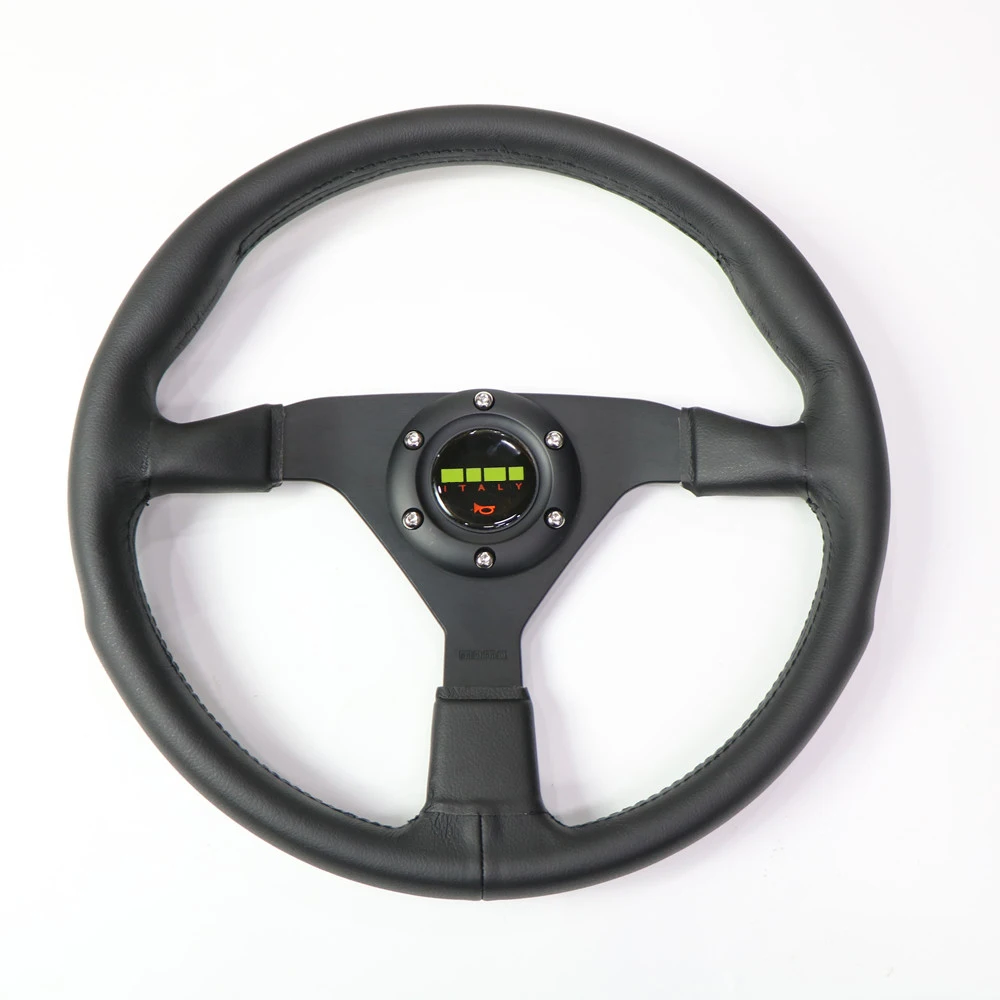 

Car Steering wheel 14inch Black Leather Flat Racing Steering Wheel 350mm Universal With MO** Logo