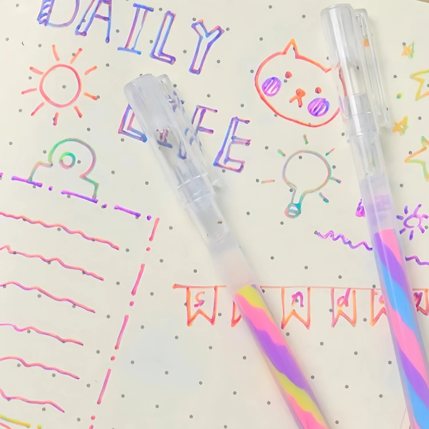 6/18 Stück Mischung aus 3 Farben, Regenbogen-Gelstifte, Farbwechsel, Kugelschreiber, Glitzerstift-Set für Erwachsene, Malbücher, Zeichnen – Detail 7