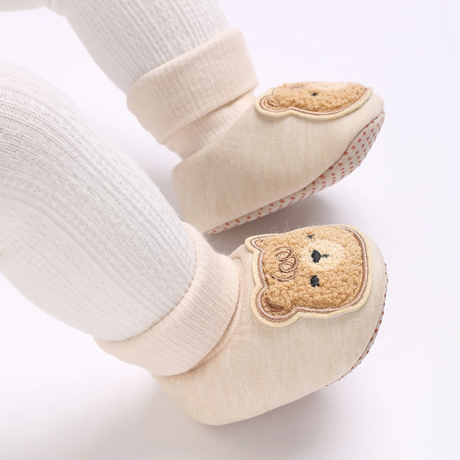 New Born Baby Shoes Slippers Floor Socks Spring Autumn Soft Anti-Slip Booties Footwear Bear Embroidery Infant Sock Shoes