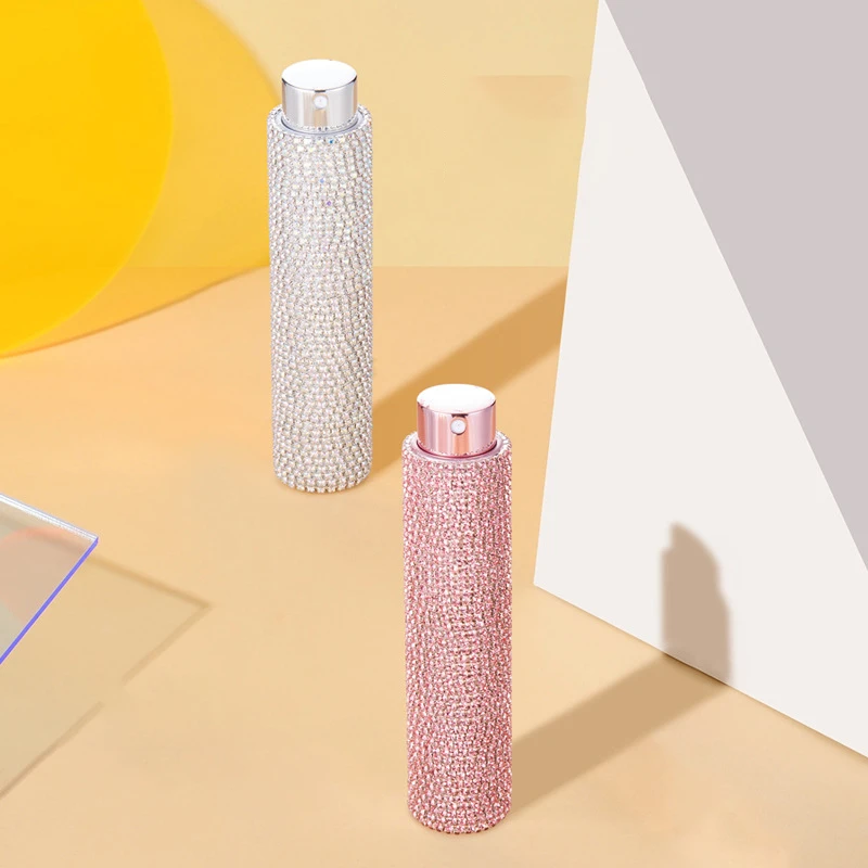 Luxury 10ml Perfume Spray Bottle Bling Rhinestones Refillable Perfume Atomizer Empty Bottle Travel Cosmetic Essential Container