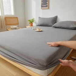 Cotton Elastic Fitted Sheet - Non-Slip Adjustable Mattress Cover - 200x220x30cm (Elegant Gray)