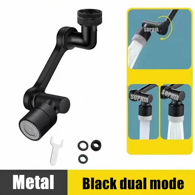 Metal Copper 1080° Swivel Faucet Aerator Extender with Rotating Robotic Arm for Water-Saving Kitchen Use