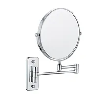 Triple Mirror Chrome Round 6'' 8 Inch Double Sides Modern Vanity Cosmetic Bath Mirror Swivel Mirror Rotatable Makeup 1