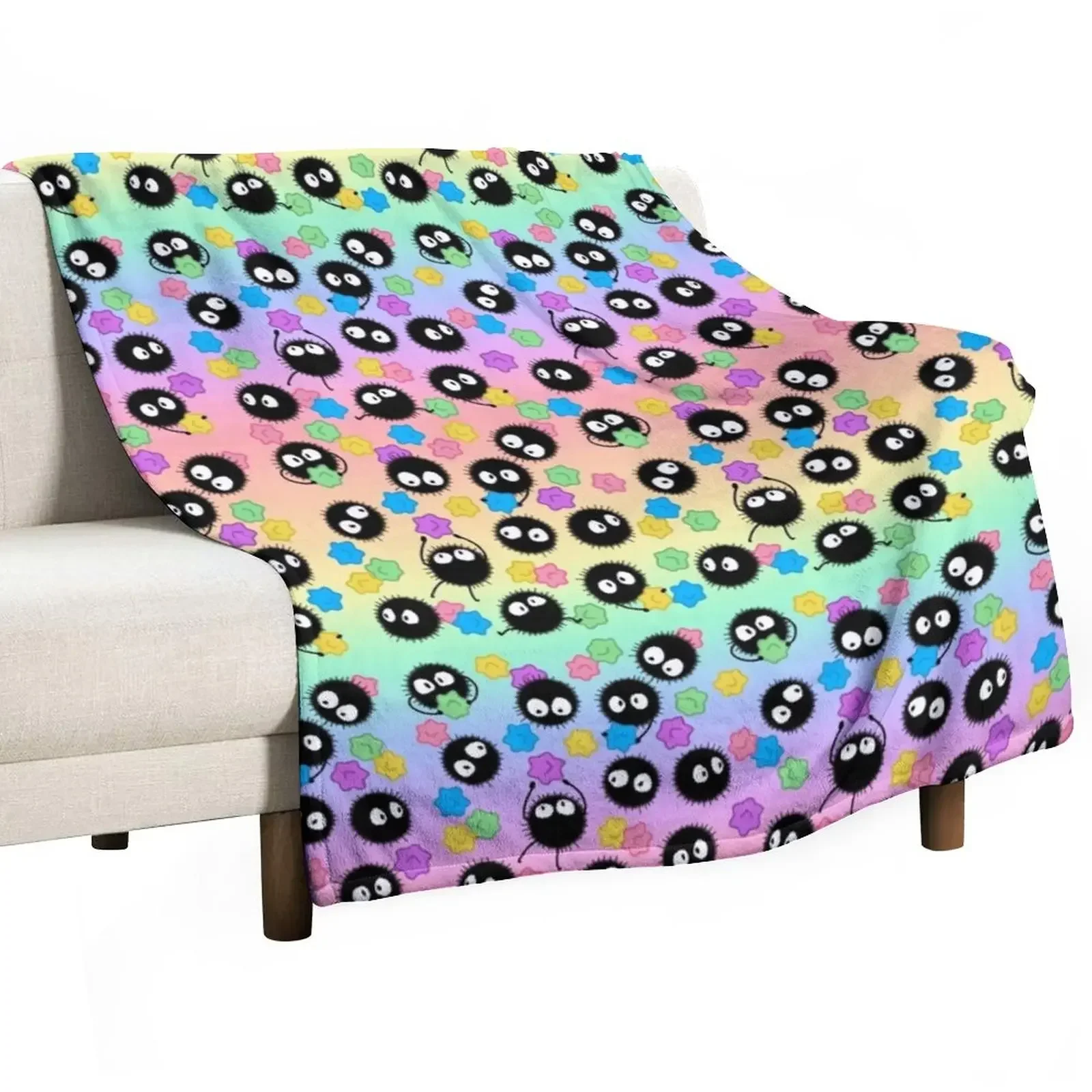 

Rainbow Anime Inspired Pattern Throw Blanket Loose Summer Beddings Stuffeds Kid'S Blankets