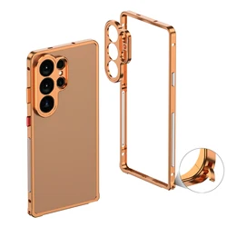 Aviation Aluminum Alloy Frame Bumper Phone Case with Metal Lens Shockproof Cover - Galaxy S26 Ultra (Orange)