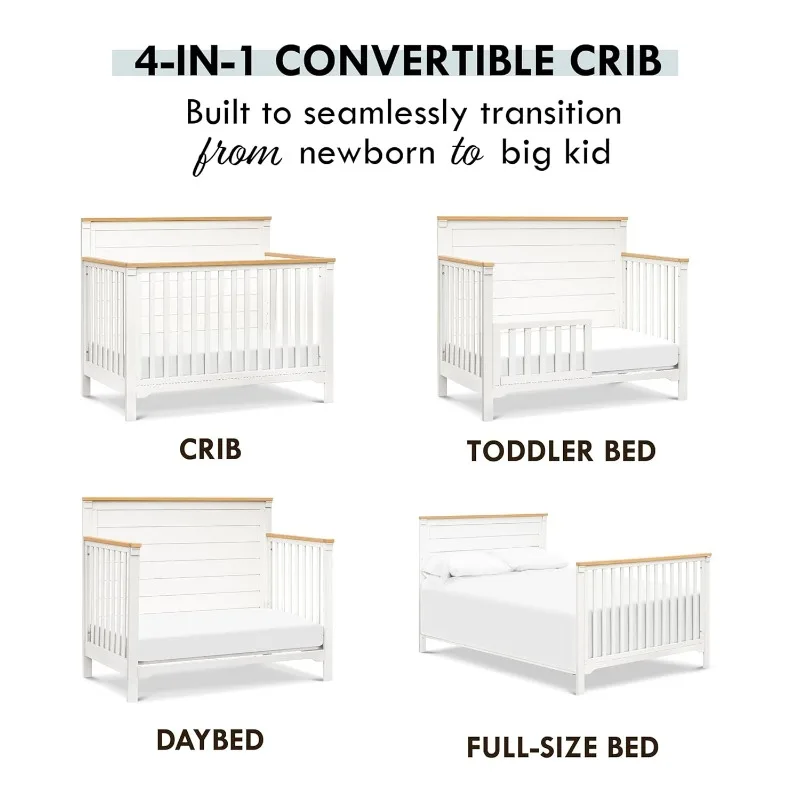 4-in-1 Convertible Crib in Light Sage and Honey, GREENGUARD Gold Certified 3