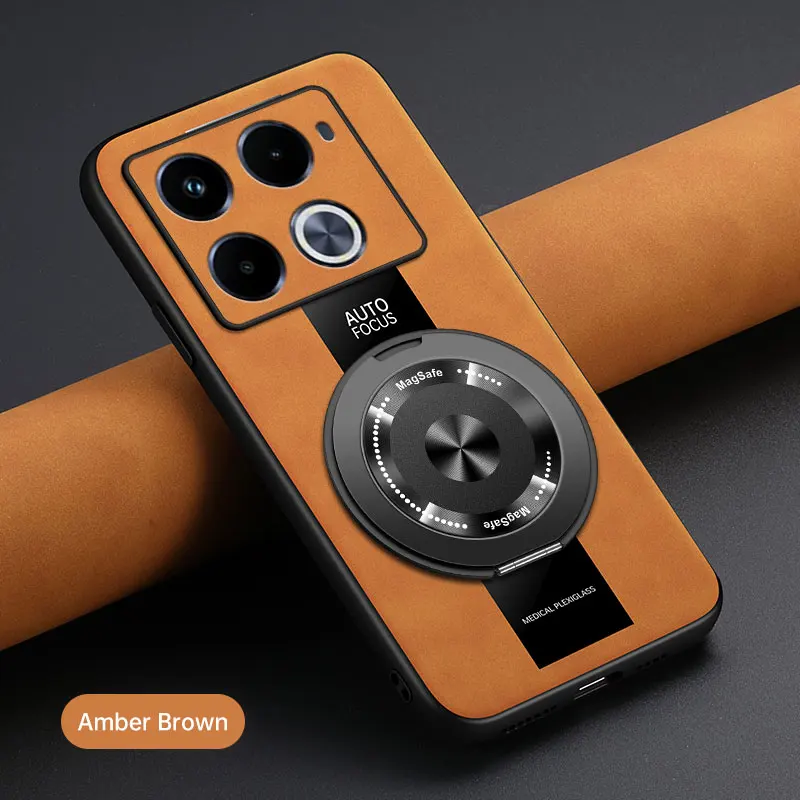 Premium 360 Rotating Magnetic Holder Sheepskin Leather Silicone Back Cover