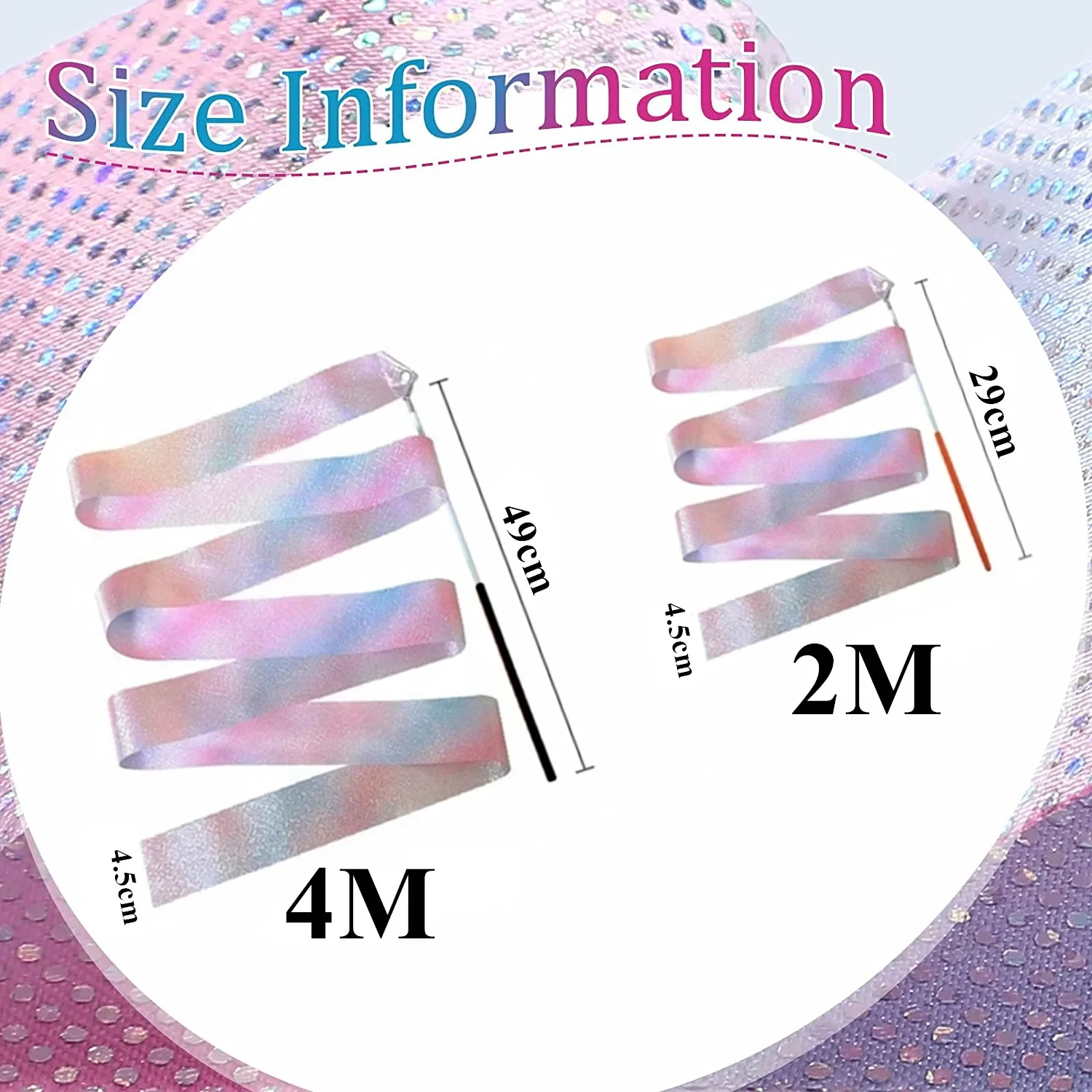 5/10pcs Flashing Star Gym Ribbons Dance Ribbon Rhythmic Art Gymnastics Ballet Streamer Twirling Rod Rainbow Stick Training 2M/4M