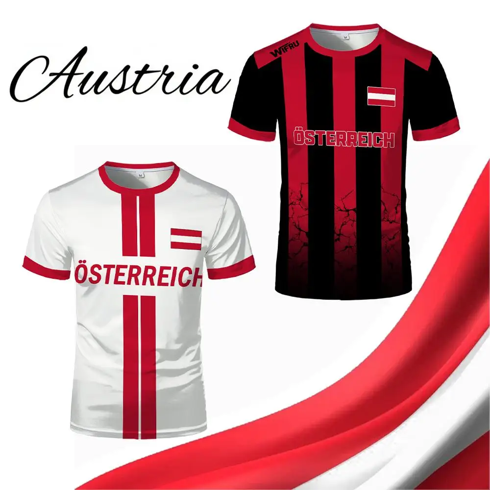 Austrian Pattern Jersey T-shirt Summer Sports Breathable Quick-drying O-Neck Football Tee Unisex Short-sleeved Tops Gift_voghion.com