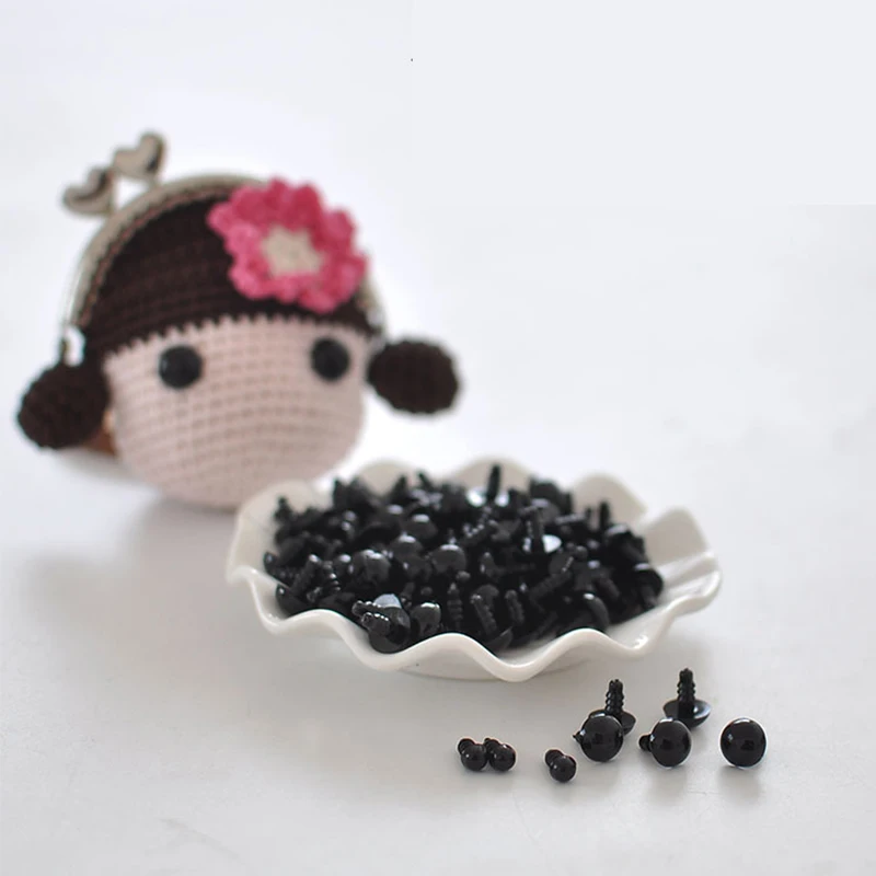 100pcs 6-12mm Black Plastic Safety Eyes For Toys Doll Crafts Teddy Bear Dolls Soft Toy Making Animal Amigurumi Accessories