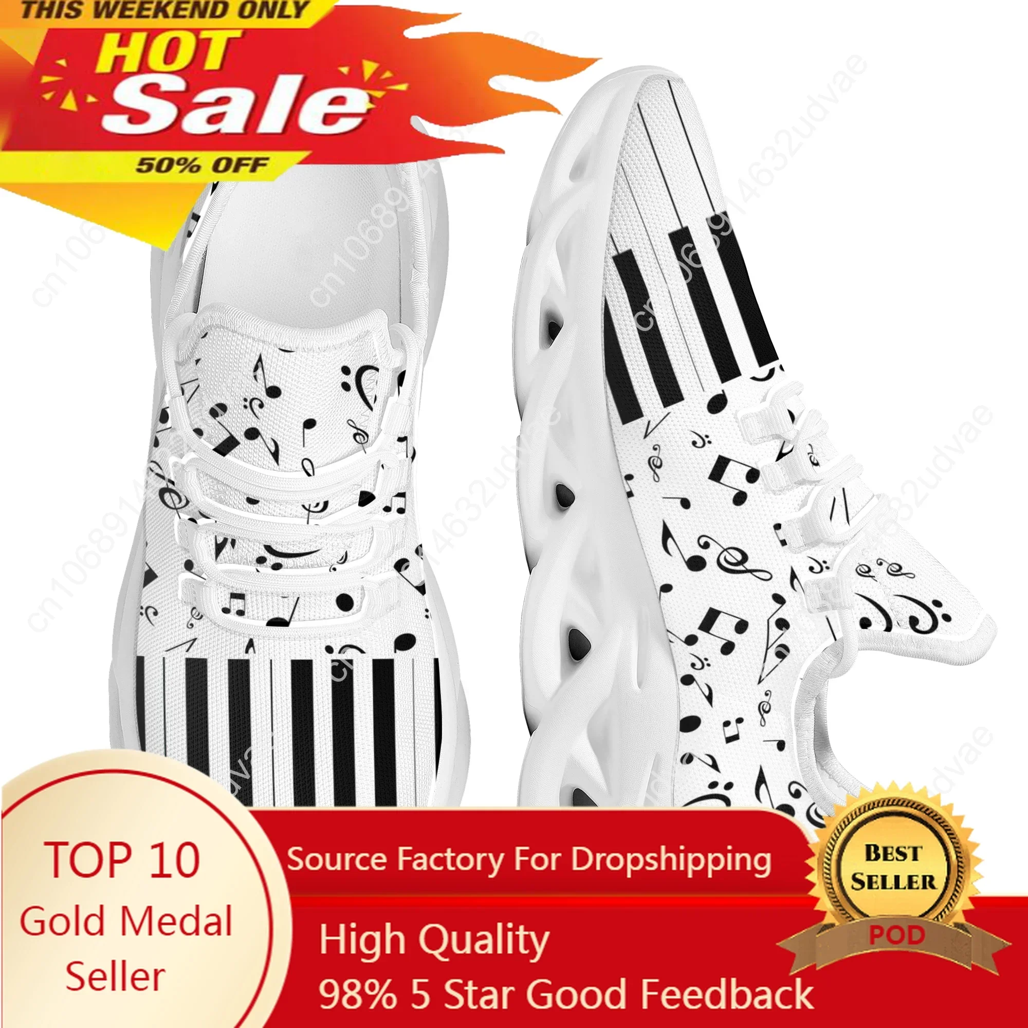 Fashion Musical Notes Cartoon Pattern Female Flat Shoes Comfort Sport Sneakers for Women Lace up Platform Shoes 2022