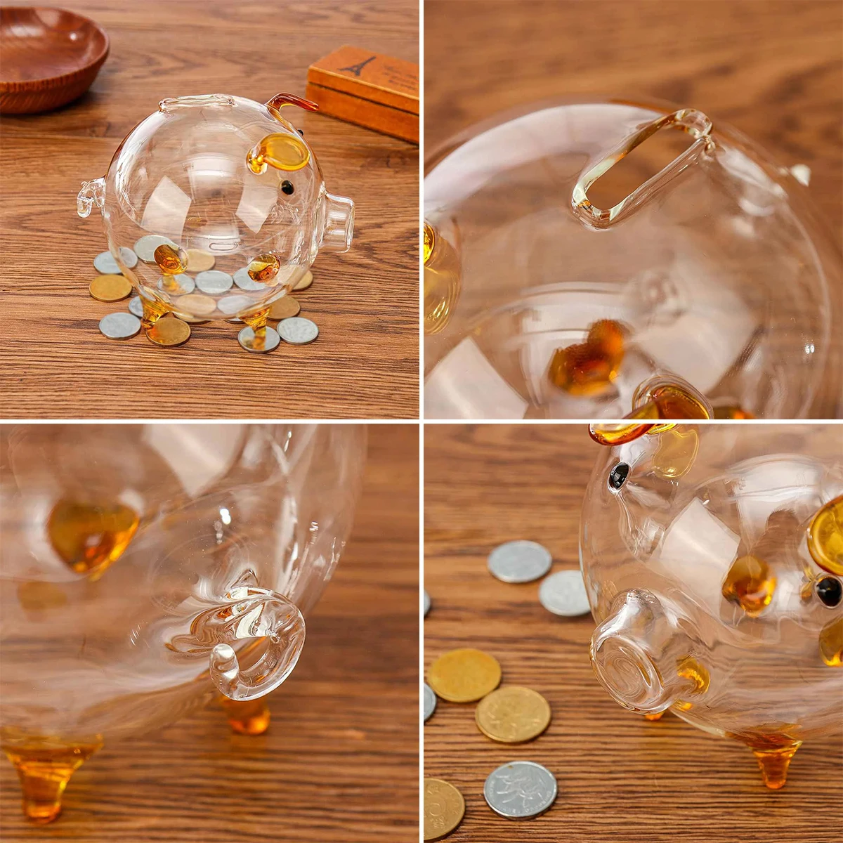 Pig Piggy Bank Money Boxes Coin Saving Box Cute Transparent Glass Souvenir Birth,  Coin Banks Money Saving Box 5