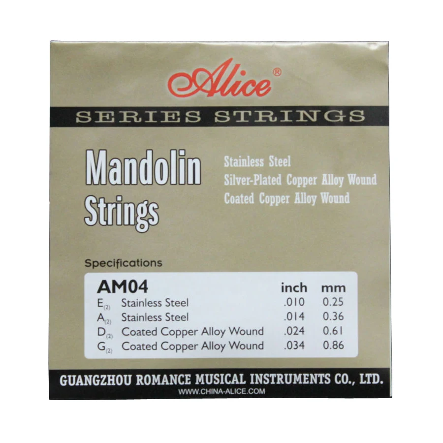 10 Sets Alice AM03/AM04 Mandolin Strings Silver-Plated/Coated Copper Alloy Wound EADG mandolin strings
