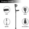 Forearm Canes Lightweight Arm Crutch Adjustable Ergonomic Comfortable on Wrist Non Skid Rubber Tips 4