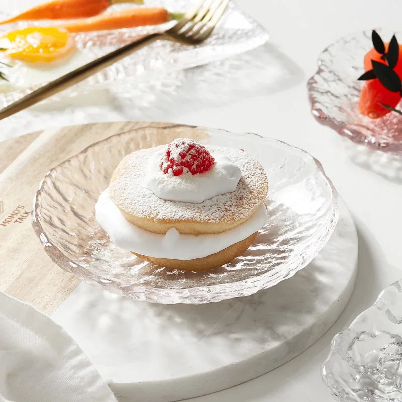 Hand Made Crystal Glass Plate Home Creative Salad Plate Fruit Dim Sum Sushi Cupmat Pot Tea