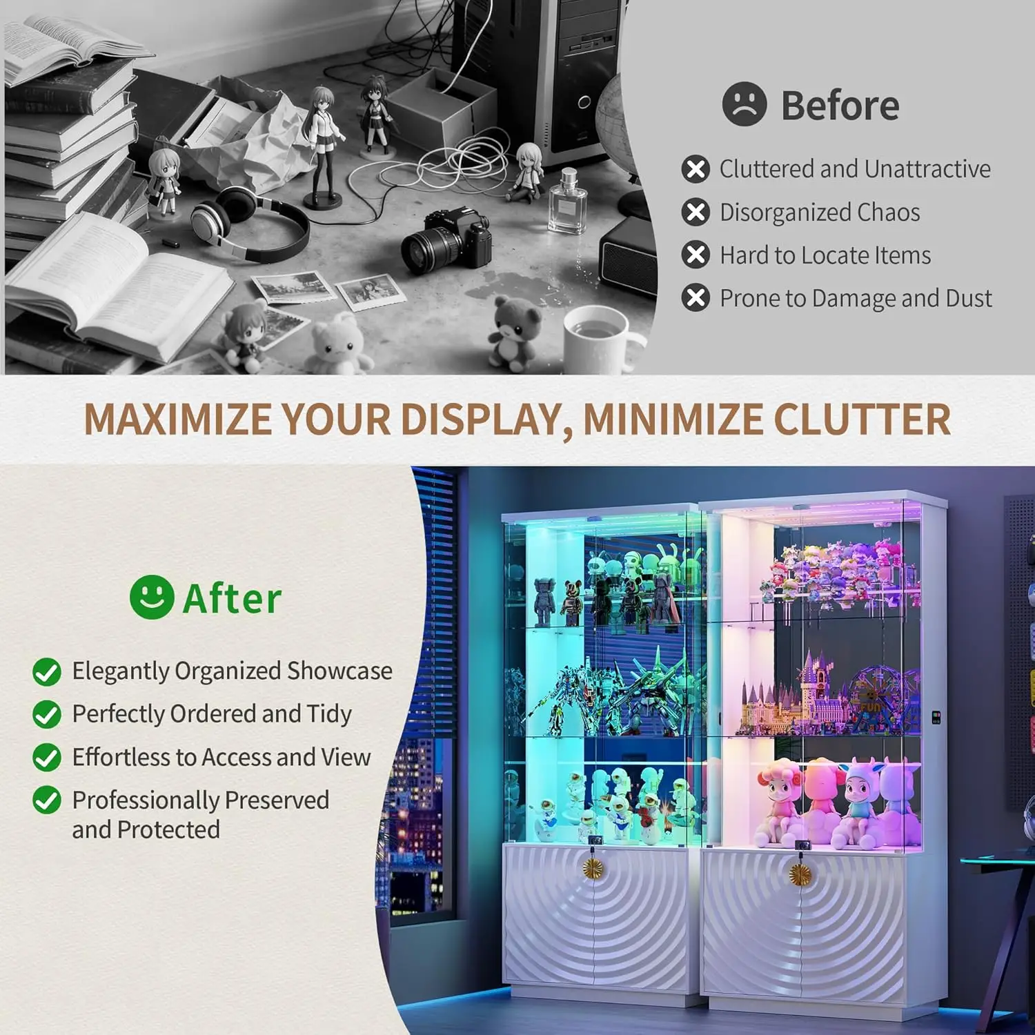 LED Glass Display Curio Cabinet 6