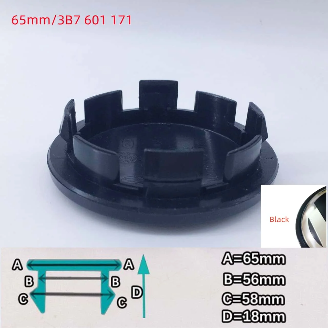 10PCS Full Black Wheel Center Caps Hub Covers - Car Styling Accessories