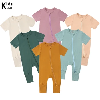 Summer Baby Romper Bamboo Fiber breathable Clothes Short Sleeve Double Zipper Onesie Newborn Boy Girl Jumpsuit Infant Pyjamas 1