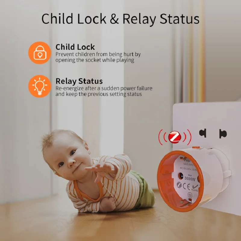Smart Zigbee EU Plug with Power Monitoring, Timer, and Child Lock - Voice Controlled