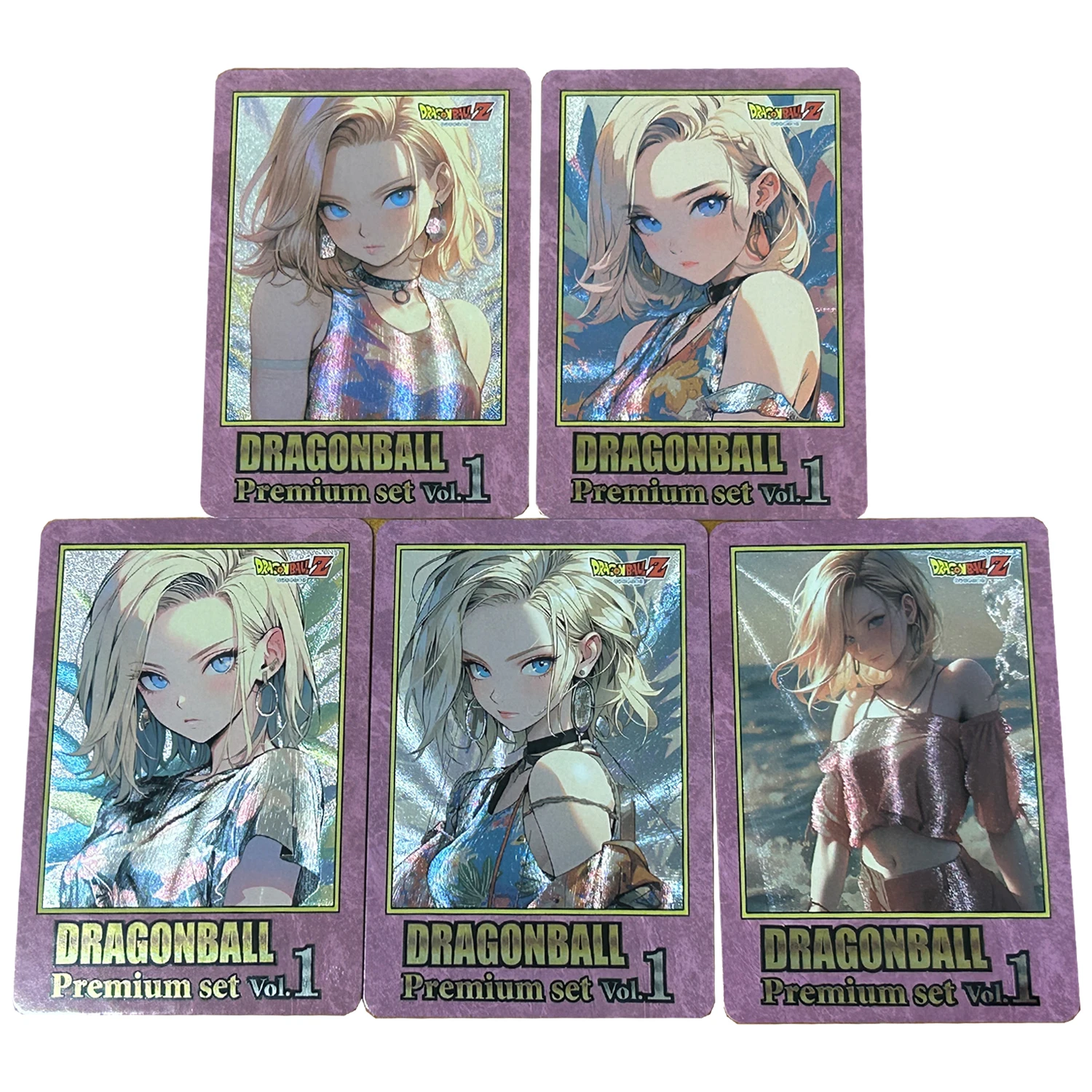 

Diy Self Made 5Pcs/set Dragon Ball Android 18 Kawaii Collection Card Coarse Flash Classic Game Anime Peripherals Card Gift Toys