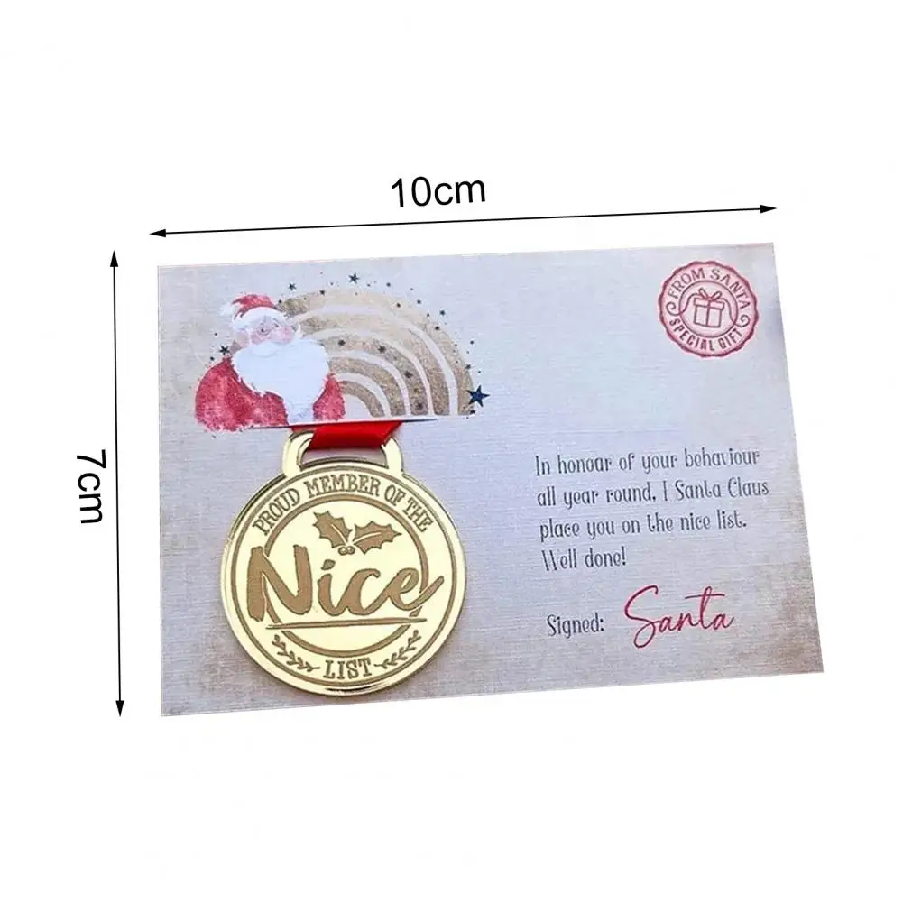 1/2Pcs Christmas Eve Nice List Medal Greeting Card Nativity Christmas Santa's Card for Wedding Xmas Birthday Parties Home Decor