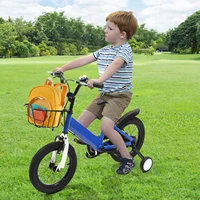 Vélo pour enfants à cadre unique de 14 pouces, unisexe, avec roues d'apprentissage et panier, adapté aux enfants de 3 à 5 ans, bleu/rose/rouge 2