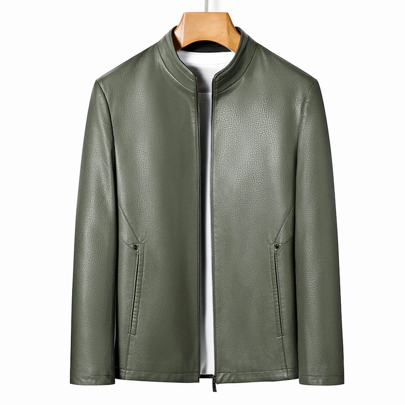 

Genuine Leather Jackets Men Stand Collar Real Leather Spring Autumn Retro Casual Natural Leather Men's Clothing Winter Coats
