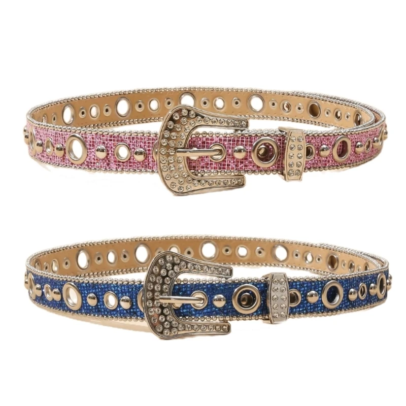 

Shinning Full Sequins Waist Belts with Adjust Pin Buckle for Rock Fan Adjust Belt for Teens Female Jeans Skirt Decors