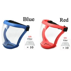 Enhanced Full Face Shield | Reusable Anti - Fog & Windproof Protection Mask (Blue and red)