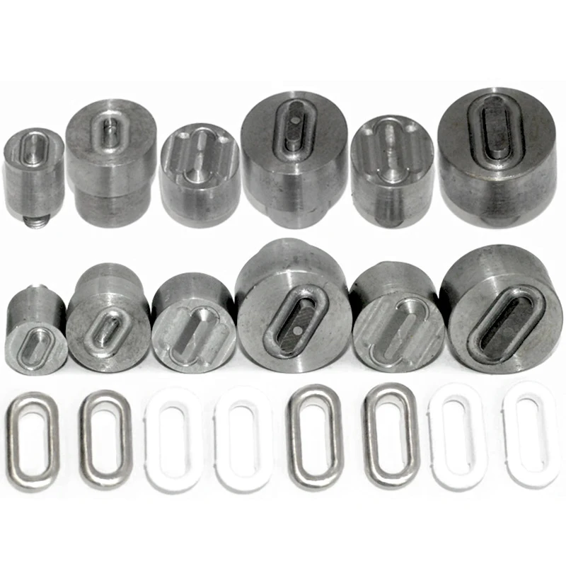 

16/ 18/ 20/ 22/ 25/ 30/ 35/ 40 mm Eyelets Installation Tool Buttonhole Metal Pores Button Rivet Oval Eyelets Molds