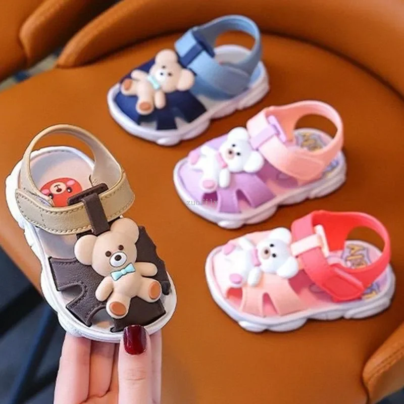 0-3Y Anti Slip Soft Sole Outdoor Children Walking Shoes Cute Cartoon Bear Boys Girls Baby Sandal Waterproof Infant Kids Sandals 1