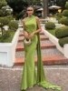 Elegant Ribbon Satin Long Party Dress Women Slim Solid Sleeveless Backless A-line Evening Gowns 2026 Spring Summer Lady Robe New