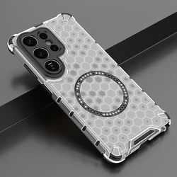 Magnetic Crystal Honeycomb Shockproof Soft Shell Case with Mag - safe Compatibility - Galaxy S26 Plus (Clear)